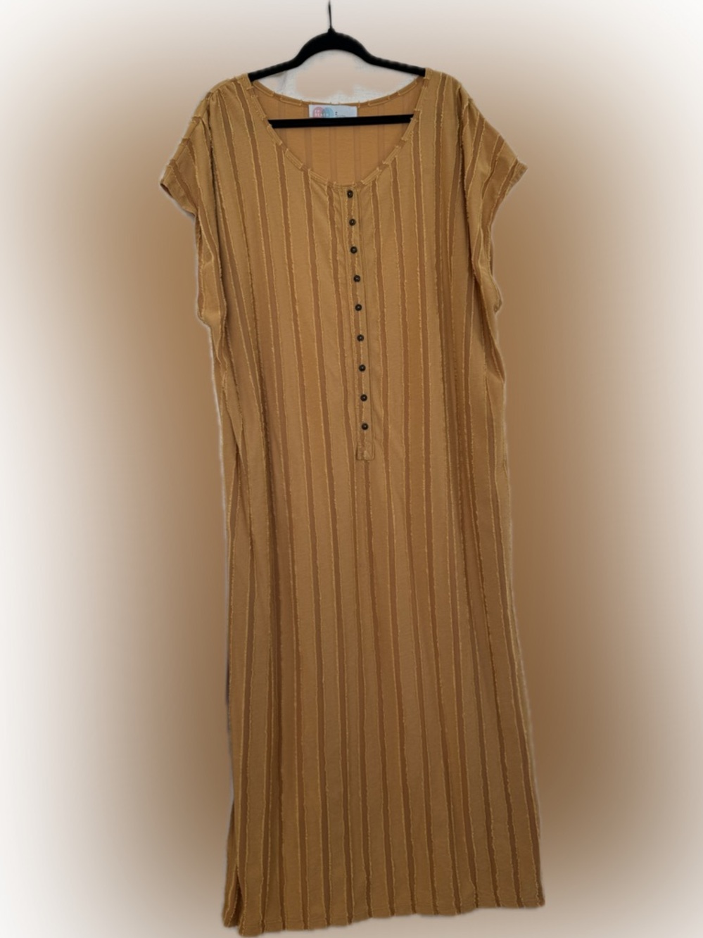 FP Beach Free People Henley Maxi Dress Gold Stripe M